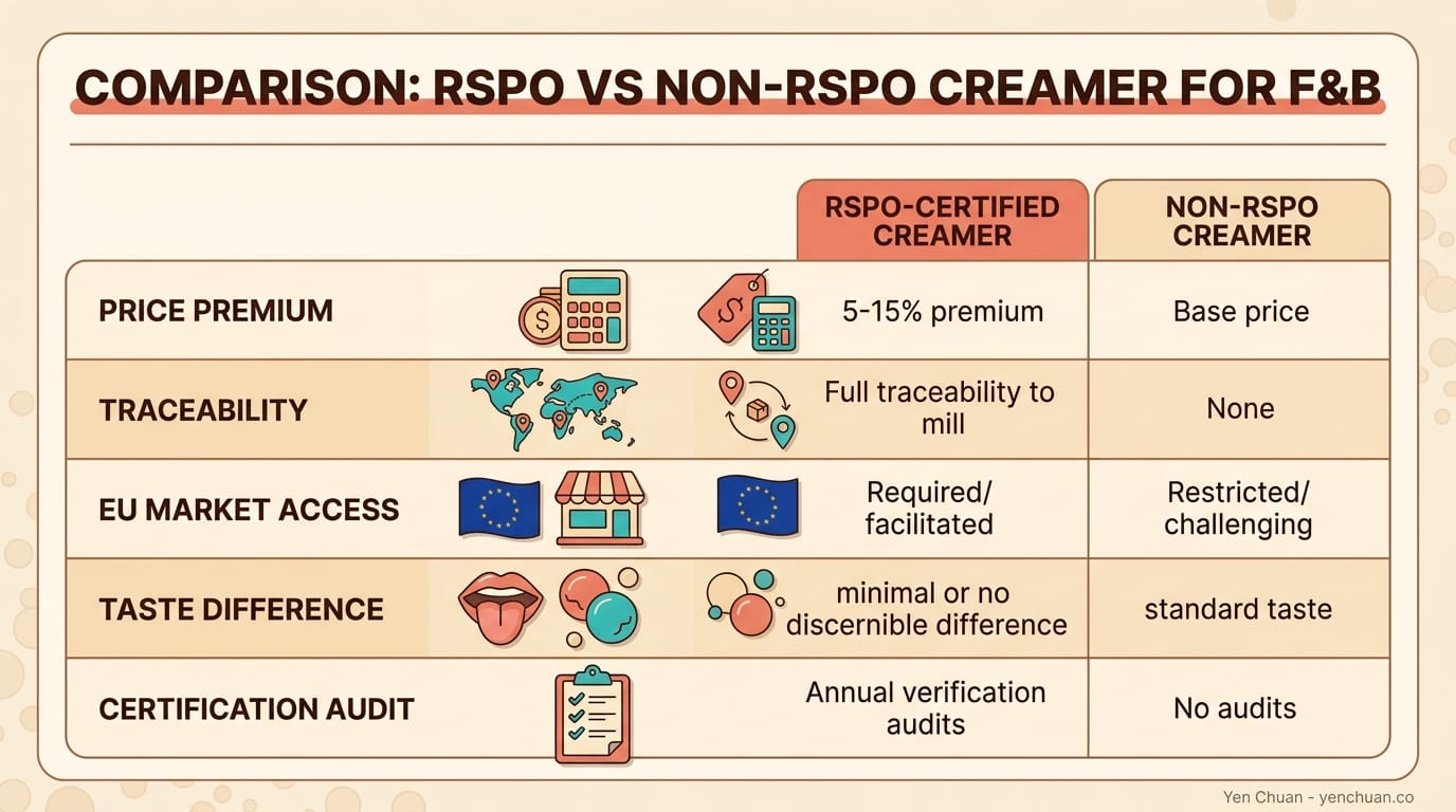 RSPO vs Non-RSPO creamer comparison
